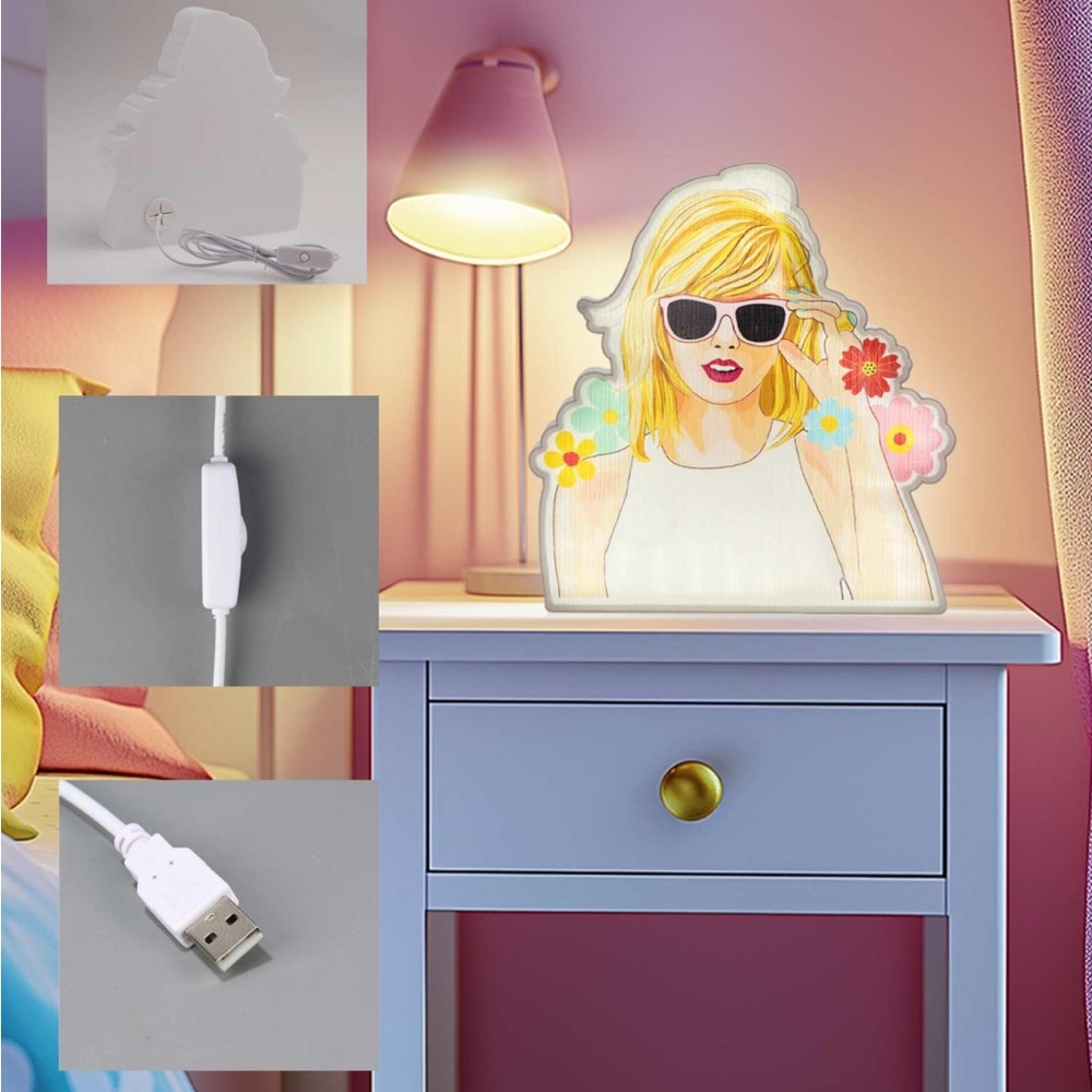 NWT Swiftie Nightlight USB LED Lamp Taylor Swift Inspired‎ Decor 7.5”x8”